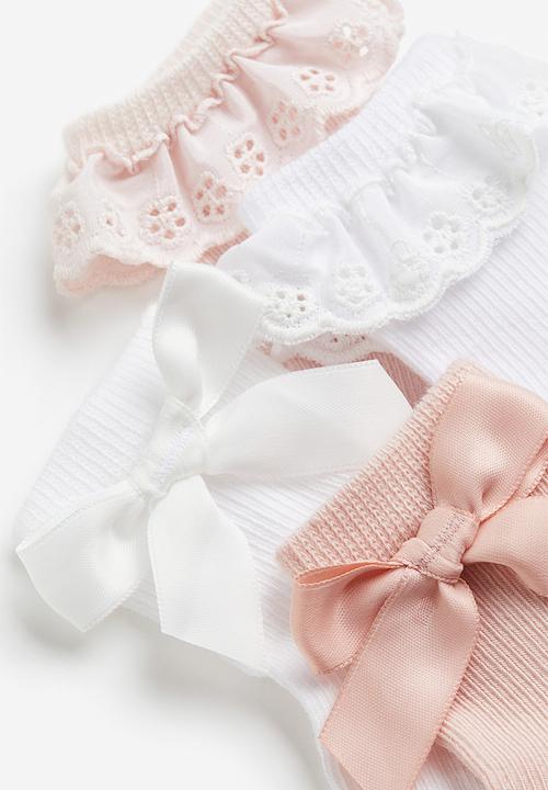 H&M - 4 pack socks - pink & white