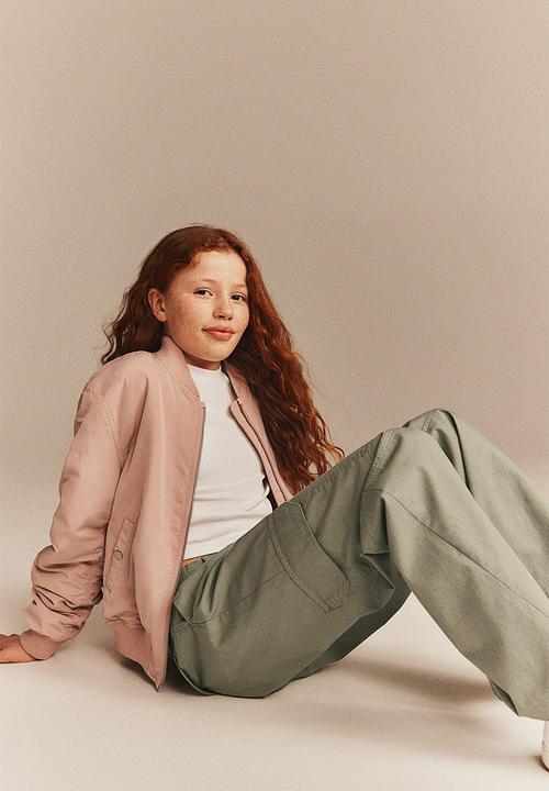 H&M - Wide cargo trousers - light khaki green 