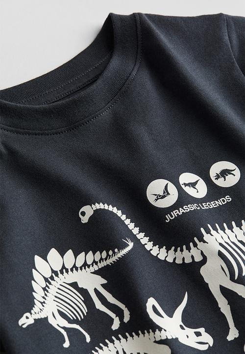 H&M - Printed t-shirt - dark grey dinosaurs