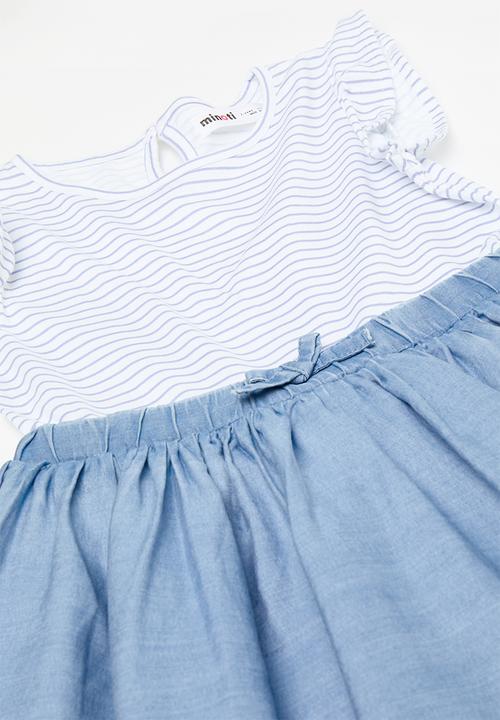 MINOTI - Mixed fabric dress - blue