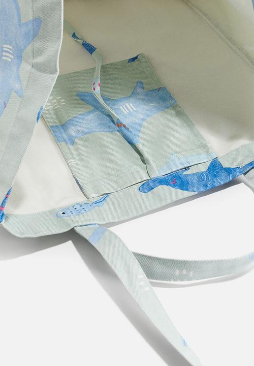 H&M - Patterned beach bag - light green sharks