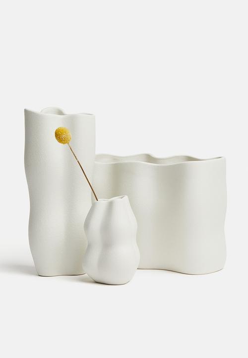 H&M - Wide stoneware vase - white