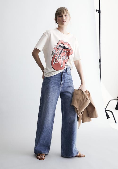 H&M - Oversized printed t-shirt - cream & the rolling stones