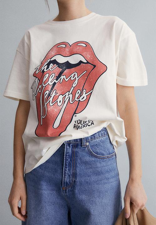 H&M - Oversized printed t-shirt - cream & the rolling stones