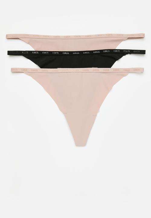 3 Pack T-string - black & mocca