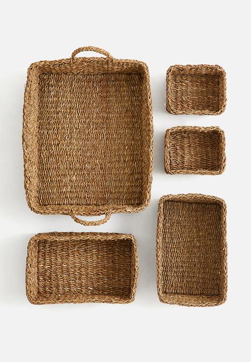 H&M - 5 piece braided storage set - beige