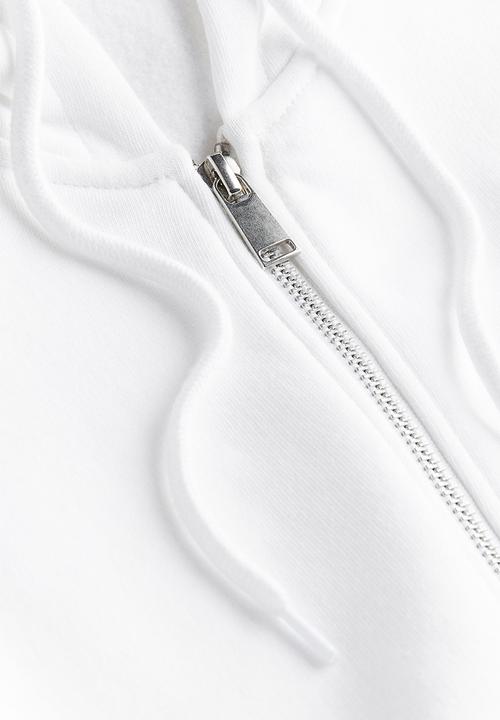 H&M - Cropped zip-through hoodie - white