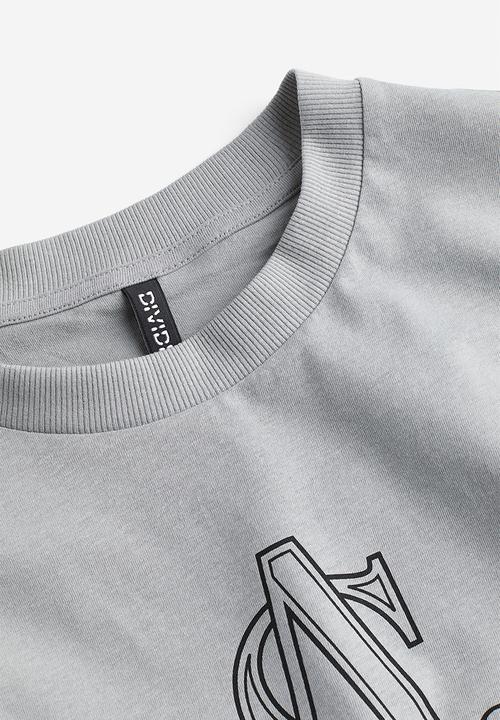 H&M - Oversized motif-detail t-shirt - grey & special collab