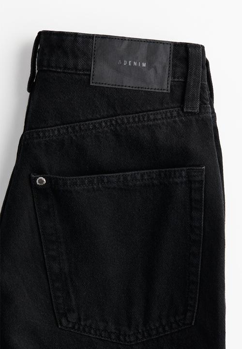 H&M - Curvy fit wide ultra high jeans - black