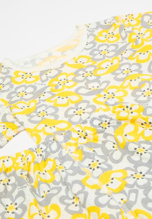Pop Candy - Floral print pj set-yellow & white