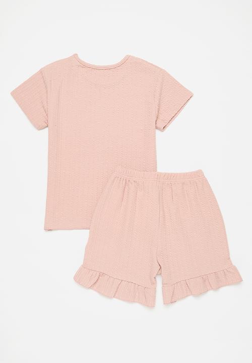 Pop Candy - Top and frilled short set-pink