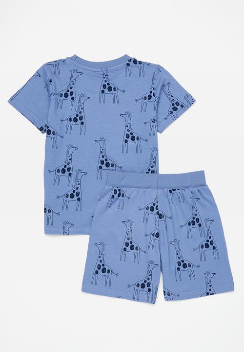 Pop Candy - Printed top and short set-light blue