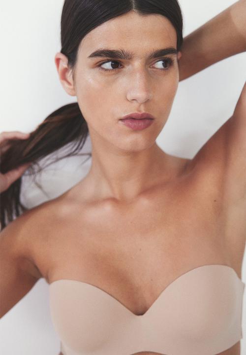H&M - Padded microfibre balconette bra - beige