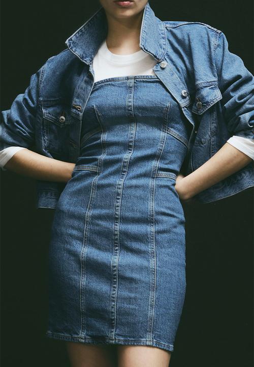 h&m denim bandeau dress Denim bandeau dress - denim blue