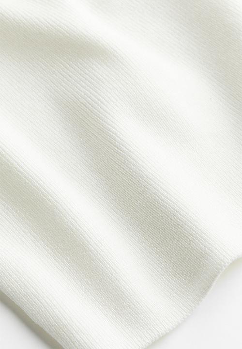 H&M - Rib-knit off-the-shoulder top - white