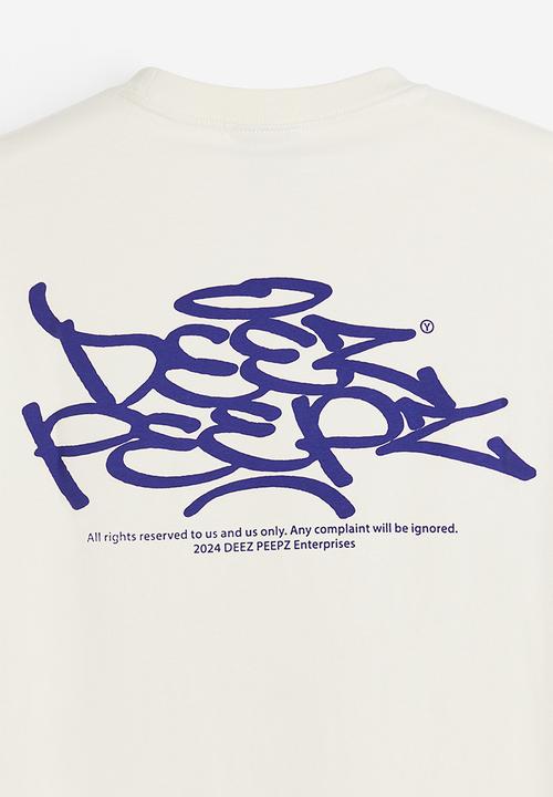 H&M - Loose fit printed T-shirt - beige/deez peepz