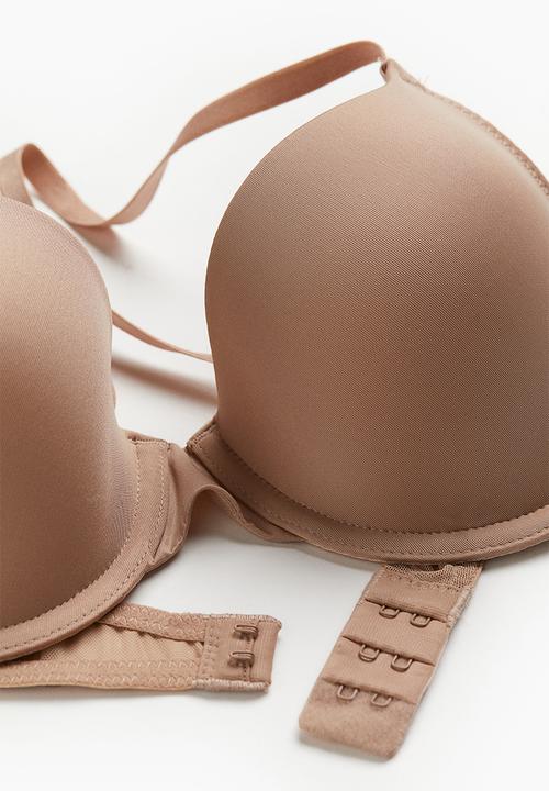 H&M - 2 pack padded underwired bras - white & dark beige