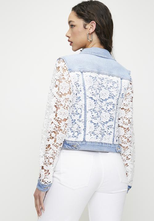 SISSY BOY - Tarah: Denim Jacket With Crochet Detail  - Light Vintage