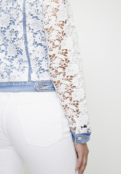 SISSY BOY - Tarah: Denim Jacket With Crochet Detail  - Light Vintage