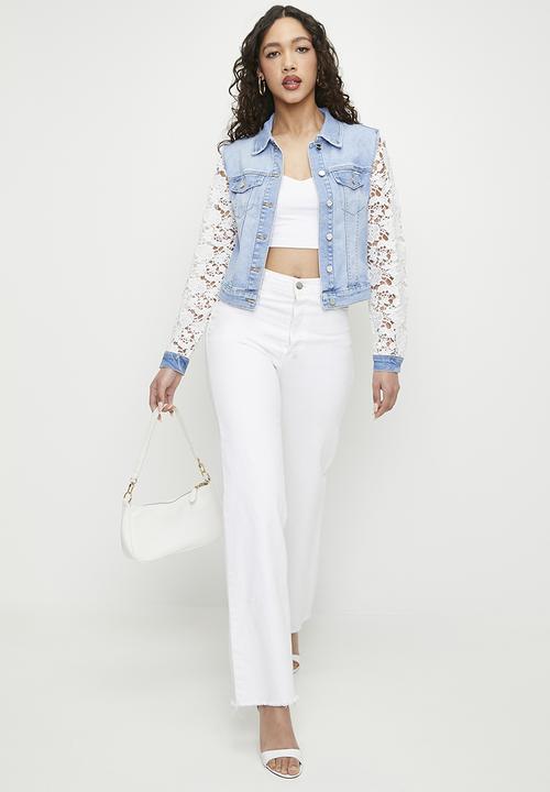 SISSY BOY - Tarah: Denim Jacket With Crochet Detail  - Light Vintage