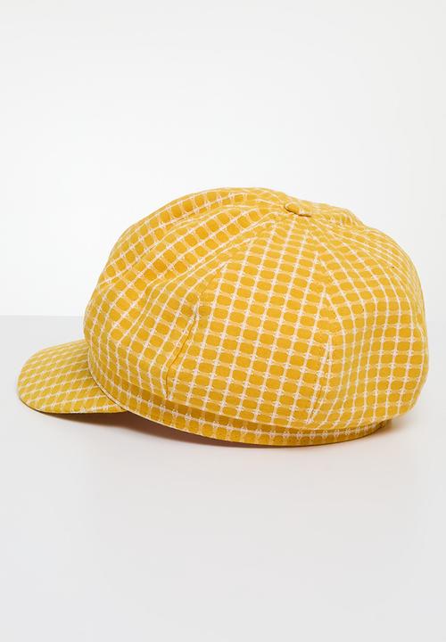 Superbalist - Checkered baker boy hat - yellow