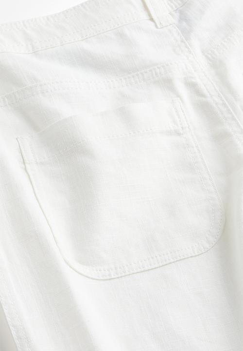 H&M - Linen-blend straight trousers - white