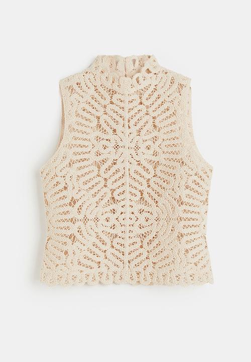 H&M - Crochet-look top - cream