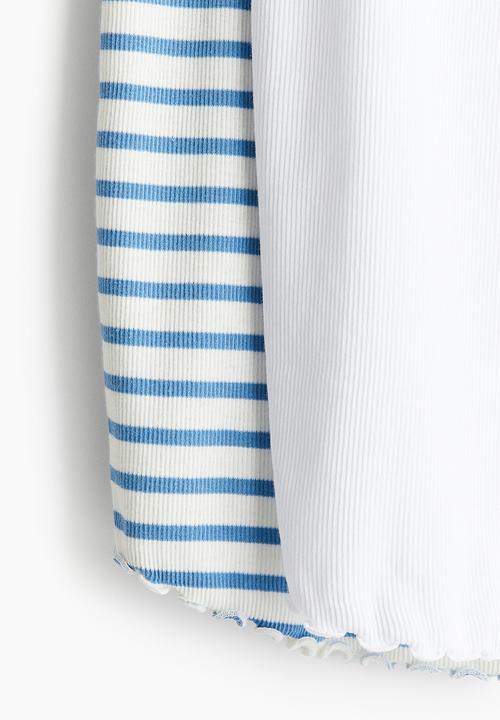 H&M - Mama 2-pack ribbed cotton tops - white & blue striped