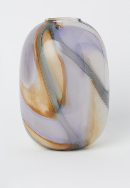 H&M - Patterned glass vase - light beige