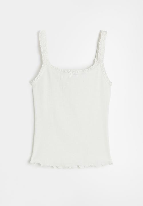 H&M - Lace-trimmed strappy top - white