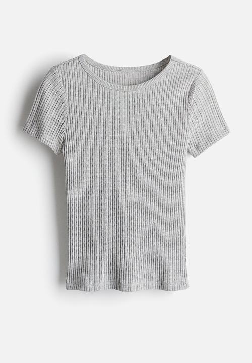 H&M - Pointelle top - light grey marl