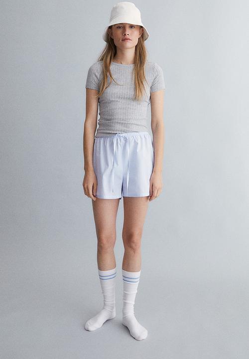 H&M - Pointelle top - light grey marl