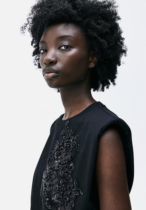 H&M - Embellished top - black