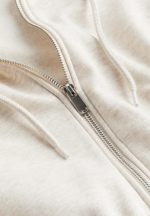 H&M - Cropped zip-through hoodie - beige