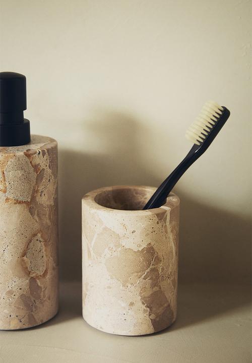 H&M - Marble toothbrush mug - beige