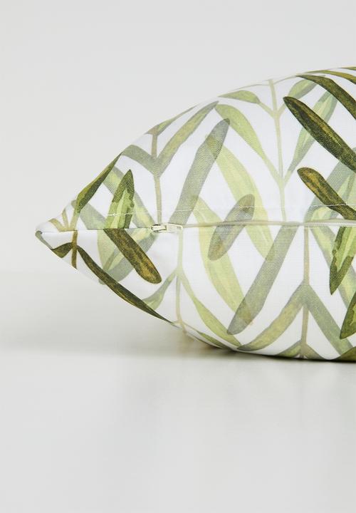 Sixth Floor - Leaves printed cushion cover - Olive