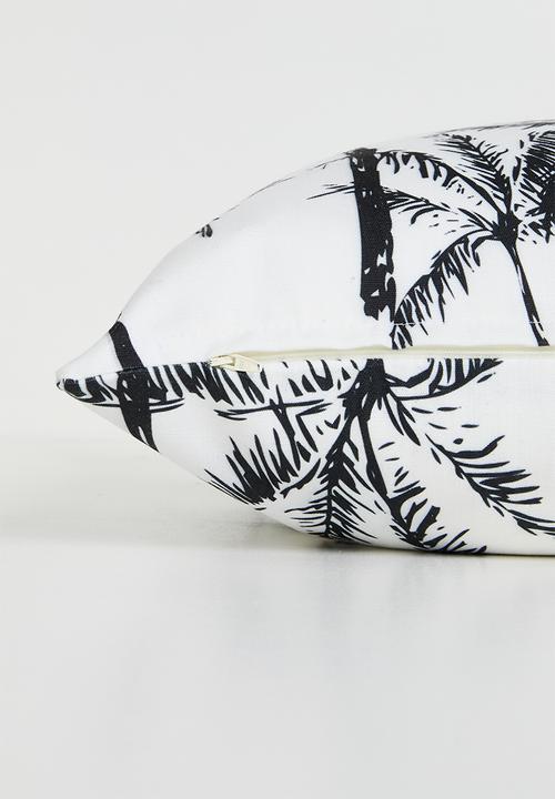 Sixth Floor - Palm printed cushion cover - Black & White