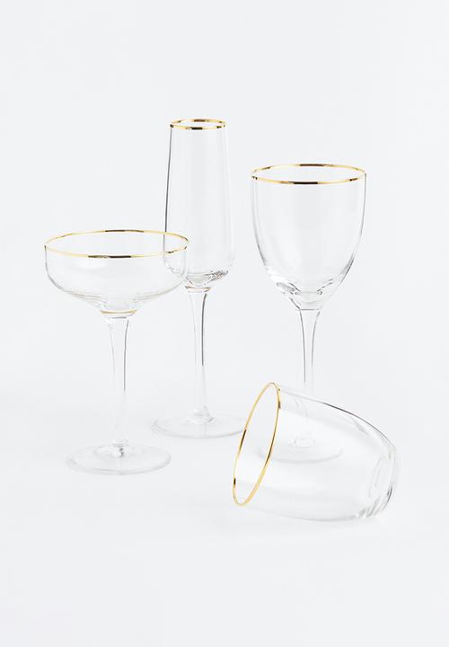 H&M - Wine glass - clear glass/gold-coloured
