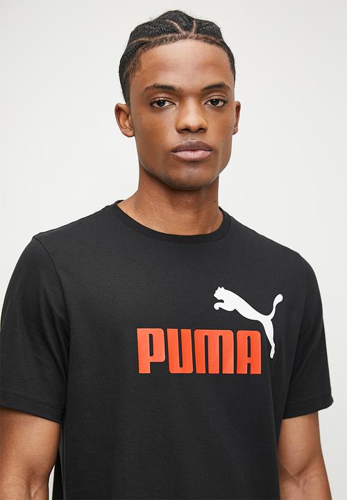 PUMA - ESS+ 2 Col Logo Tee - Puma Black-red mazing