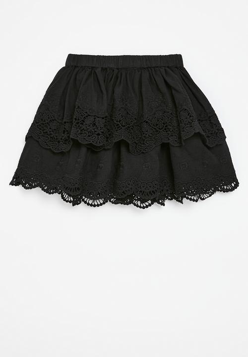Pop Candy - Ribbon & lace skirt - black