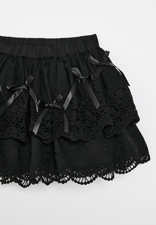 Pop Candy - Ribbon & lace skirt - black