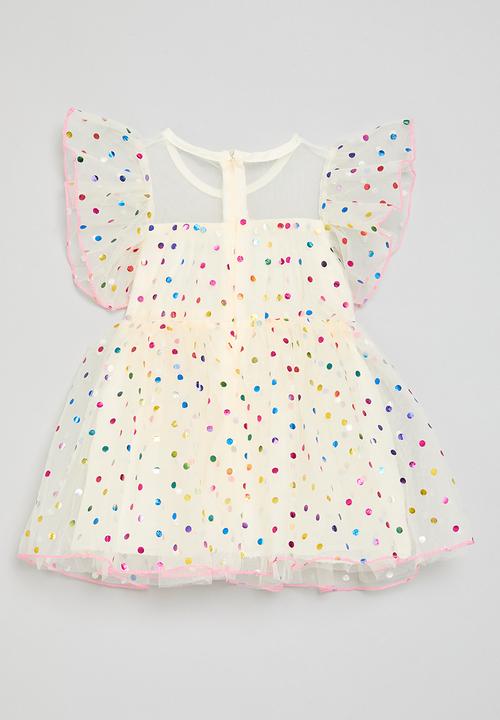 Pop Candy - Polka dot mesh dress - off white