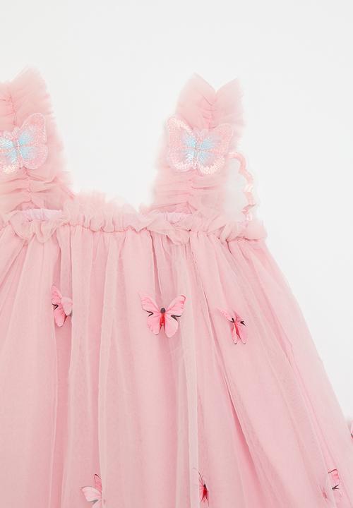 Pop Candy - Butterfly décor mesh dress - pink