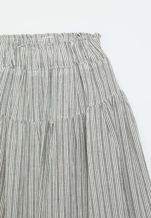 Pop Candy - Striped wide leg pants - grey & white