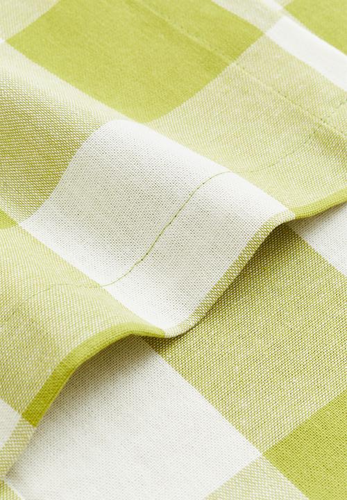 H&M - Patterned cotton tablecloth - green & checked