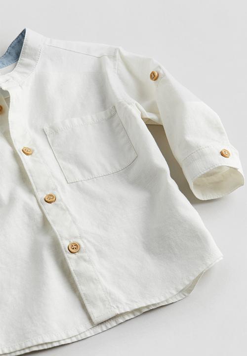 H&M - Grandad cotton shirt - white