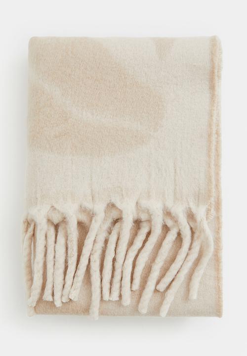 H&M - Patterned wool-blend blanket - beige