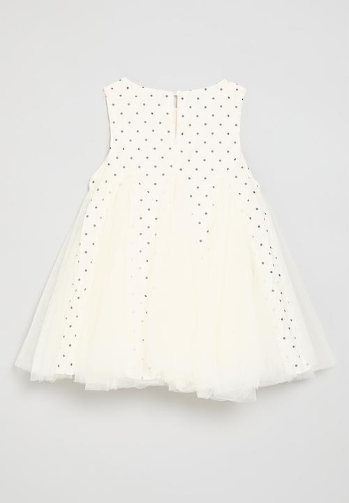 Pop Candy - Polka dot mesh dress - black & off white