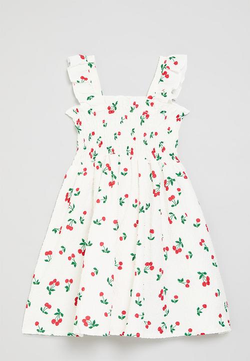 Pop Candy - Cherry smock dress - white