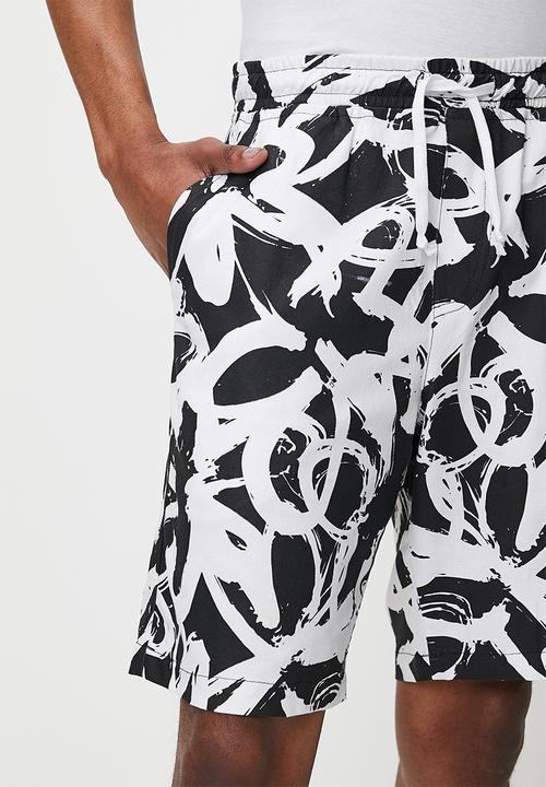 STYLE REPUBLIC - Printed linen blend walkshort - black & white